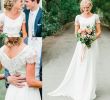 Chiffon A Line Wedding Dresses Awesome 2018 Boho Wedding Dresses A Line Short Sleeves V Neck Chiffon Beaded Beach Bridal Gowns Vestido De Noiva