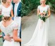 Chiffon A Line Wedding Dresses Awesome 2018 Boho Wedding Dresses A Line Short Sleeves V Neck Chiffon Beaded Beach Bridal Gowns Vestido De Noiva
