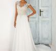 Chiffon A Line Wedding Dresses Awesome Style 8942 Lace and Chiffon A Line Gown with Illusion