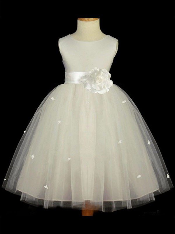 Child Dresses for Wedding Luxury A Line Princess Scoop Sleeveless Hand Made Flower Long Tulle