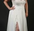Chloe Wedding Dresses Unique Curvy Bridal Gown with A Slit and A Lace Bodice with V