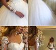 Civil Wedding Dress Inspirational Chic Ball Gown V Neck Long Sleeves Appliques Floor Length