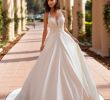 Classic Wedding Dress Luxury Moonlight Collection S J6742 Satin A Line Bridal Gown In