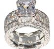 Clearance Bridal Sets Lovely Vintag Silod 10kt White Gold Filled Engagement Wedding Bride Ring Jewelry 2 In 1 Luxury 3ct Square Diamond Ring Set for Women Size 5 11