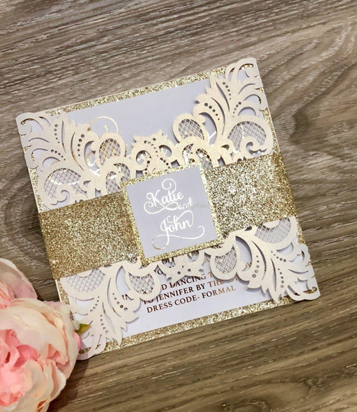 Clearance Wedding Invitations Inspirational Luxury Wedding Invites 2019 Laser Cut Wedding Party Invites with Glitter Belly Band and Tags Free Printing Free Shipped by Dhl Cheap Beach Wedding