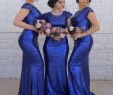 Cobalt Blue Dresses for Wedding Guests Elegant Royal Blue Sequined Mermaid Bridesmaid Dresses Long Jewel Garden Country Wedding Guest Dress Count Train Cap Sleeves Maid Honor Dress Bridesmaid