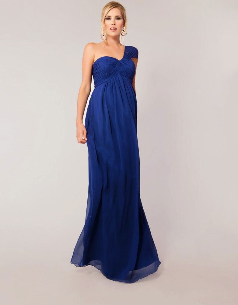 Cobalt Blue Dresses for Wedding Guests New Sapphire Silk Maternity evening Gown