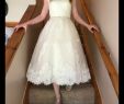 Cocktail Length Wedding Dresses New Discount 2018 Bohemian Tea Length Wedding Dresses Beads Sheer Short Sleeves V Neck A Line Vintage Lace Country Modest buttons Boho Bridal Gowns Cheap