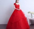 Color Wedding Dress Lovely Wedding Dress Bride Thin the Red Word Shoulder