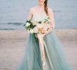 Colored Beach Wedding Dresses Luxury Fairy Colorful Country Beach Wedding Dresses Bridal Gowns Strapless Sweetheart Lace Tulle Pale Blue Tulle Sweep Train Petals