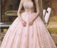 Colored Wedding Dress Luxury Vestido De Novia 2019 Country Blush Pink Lace Ball Gown Wedding Dress Long Sleeves Boat Neck 3d Flora Princess Bridal Gowns Arabic Dubai