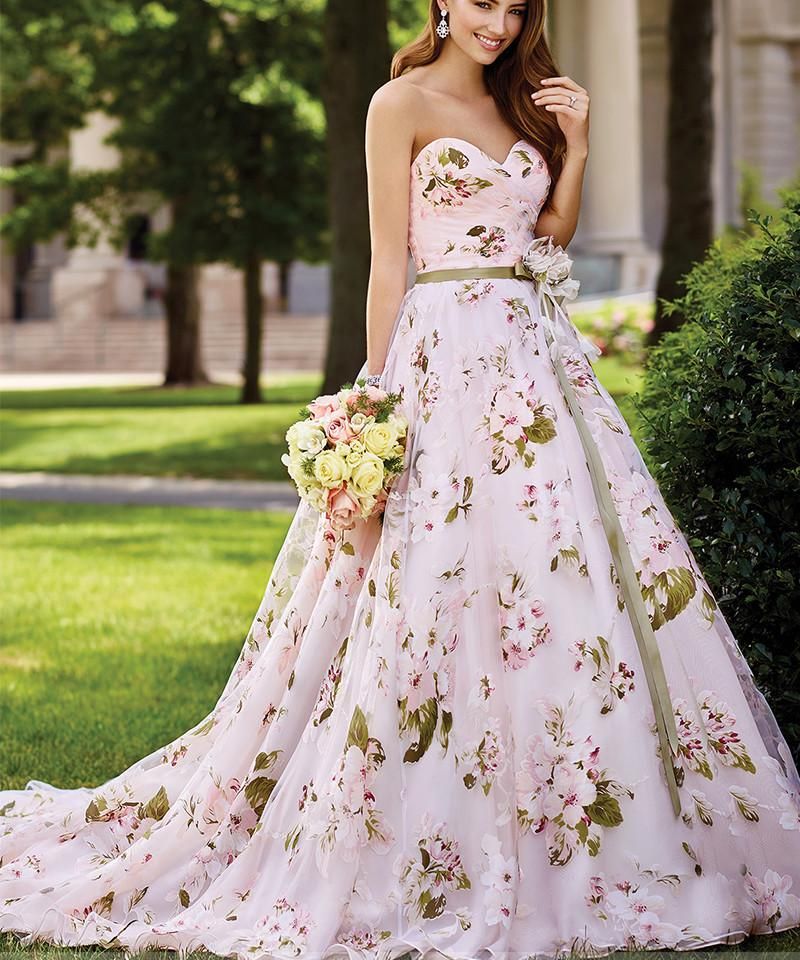 Colorful Wedding Gowns Best Of Strapless organza Floral Print Wedding Gown In 2019