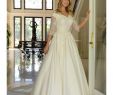 Conservative Wedding Dresses Elegant Discount Lace Satin Modest Wedding Dresses with 3 4 Sleeves Vintage Women formal Ceremony Bridal Gowns Country Wedding Gowns Custom Made 2019 New Best