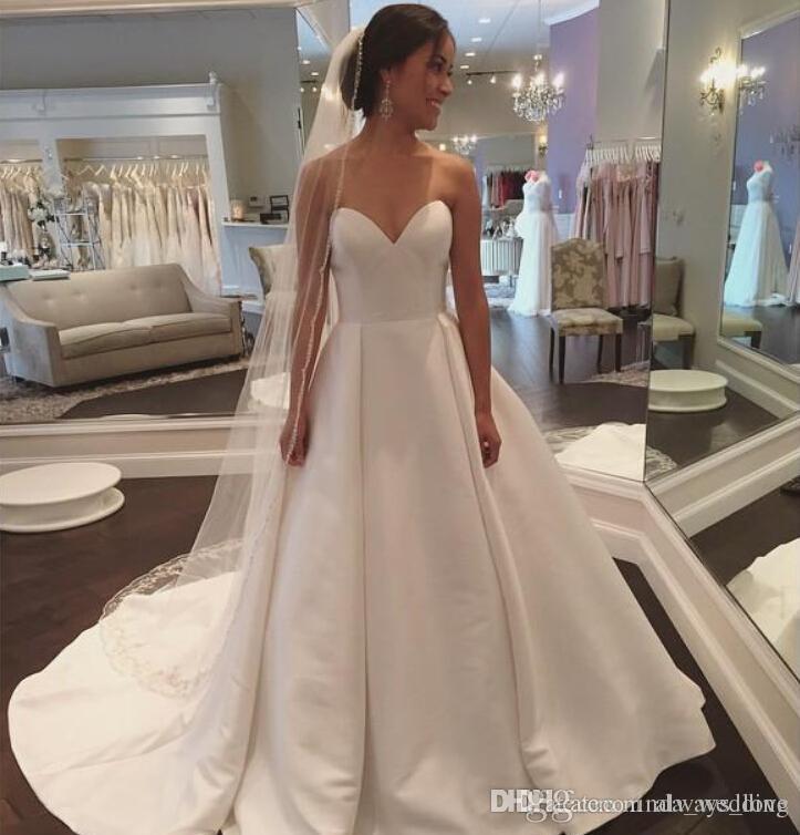 Cool Wedding Dresses Luxury 2018 New Plain Designed Wedding Dress A Line Sweetheart Backless Summer Country Garden Bridal Gown Custom Made Plus Size