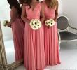 Coral and Teal Bridesmaid Dresses Fresh Y Coral Bridesmaid Dresses Long 2017 Open Back V Neck A Line Chiffon Wedding Guest Dress Free Shipping