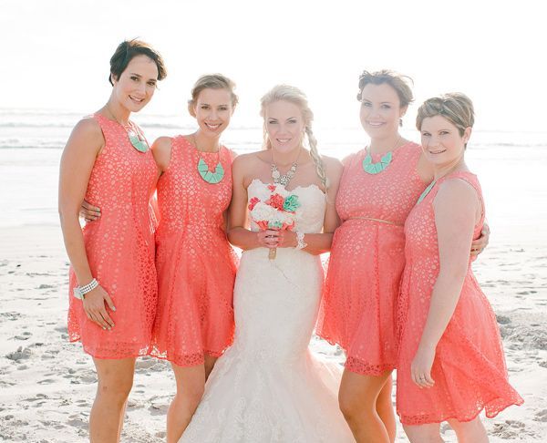 Coral Wedding Dresses Beautiful Western Cape Beach Wedding Bridesmaids