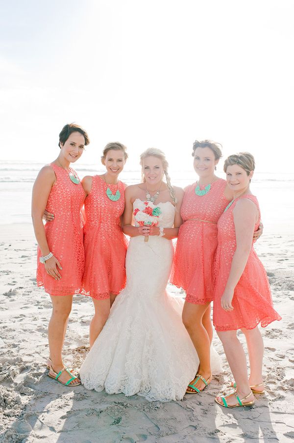 Coral Wedding Dresses Beautiful Western Cape Beach Wedding Bridesmaids