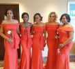 Coral Wedding Dresses Elegant African Coral Mermaid Bridesmaid Dresses 2019 Portrait Neck Floor Length Plus Size evening Prom Dress Wedding Guest Gowns
