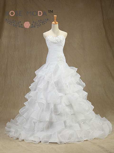 Ruffled Organza Drop Waist Wedding Dress Corset Back Destination Bridal Gown Vestidos de Noiva Real 640x640q70