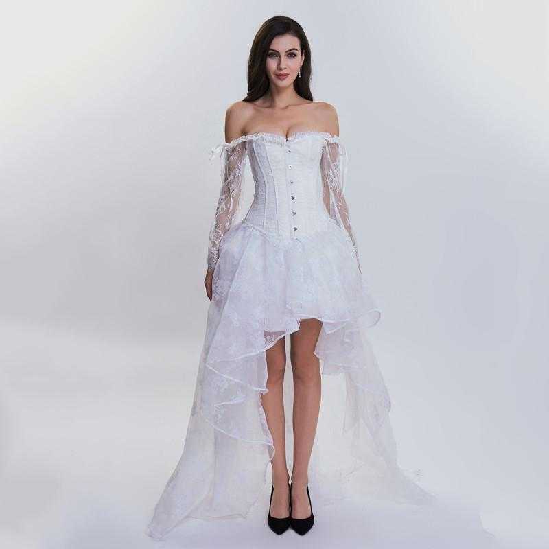 2019 bridal corsets and bustiers white lace sleeve gothic corset elegant of girdle for wedding dress of girdle for wedding dress