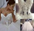 Corsets for Wedding Dresses Luxury Discount Ball Gown Wedding Dresses Sweetheart Corset See Through Floor Length Princess A Line Bridal Gowns Beaded Lace Pearls Wedding Designers