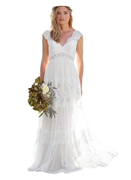 Country Style Wedding Dresses Plus Size Beautiful Dressesonline Women S V Neck Bohemian Wedding Dresses Lace Bridal Gown Vestido De Noivas