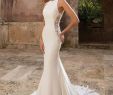 Crepe Wedding Dress Unique Style Crepe Fit and Flare Dress with Illusion Lace