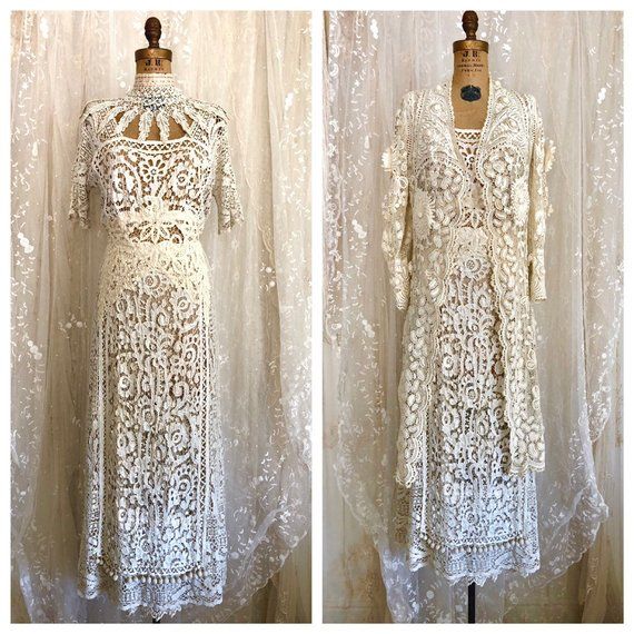 Crochet Lace Wedding Dresses Luxury Antique Edwardian Re Worked Hobble Dress Wedding Dress