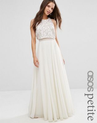 Crop top Bridesmaid Dresses Inspirational Petite All Over Embellished Crop top Maxi Dress