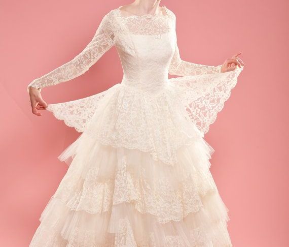 Cupcake Style Wedding Dresses Beautiful Pointed Peplum Tulle and Lace Dress Of the 1950s Vintage