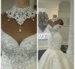 Custom Bridal Gowns Awesome 2018 Bling Bling High Neck Mermaid Wedding Dresses Crystal Beaded Custom Bridal Gowns Sequins formal Vestidos De Mariee Garden Tea Length Wedding