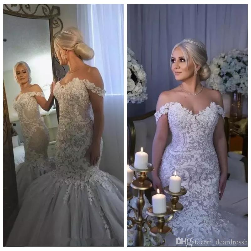 2019 new mermaid wedding dresses lace appliques