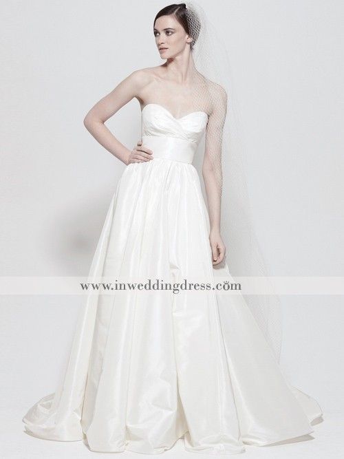 Cute Summer Wedding Dresses Lovely Taffeta Strapless Bridal Gown with Flower Bc448