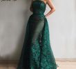 Dark Green Dresses for Wedding Inspirational Luxury Dark Green Lace Sequins Strapless evening Dresses