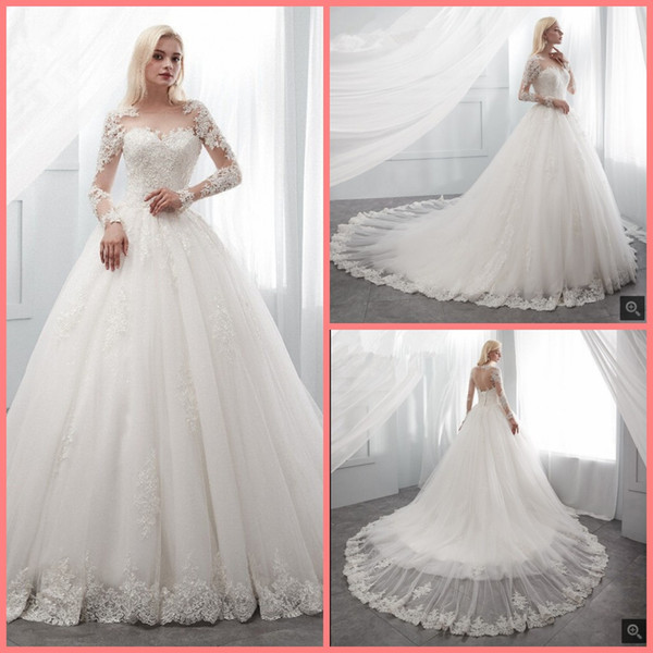Design Your Own Wedding Dress Virtual Best Of 2019 Ball Gown White Lace Appliques Long Sleeve Wedding Dress Beaded Hollow Back Y Princess Wedding Gowns Hot Sale Bridal Designers Bridal Dresses