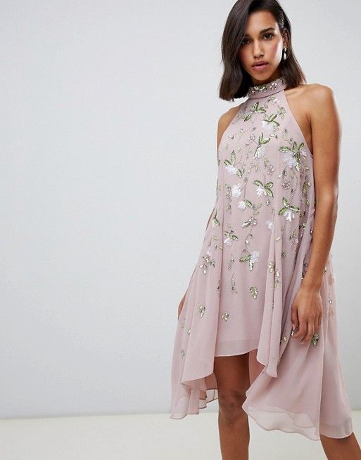 Designer Dresses for Wedding Guests New Design Floral Embellished Swing Dress In 2019