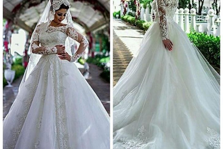 Designer Wedding Dresses for Less Luxury Sheer Bateau Neckline Princess Wedding Dresss with Appliques Long Sleeves Stunning Cheap Designer Bridal Dresses Custom Made