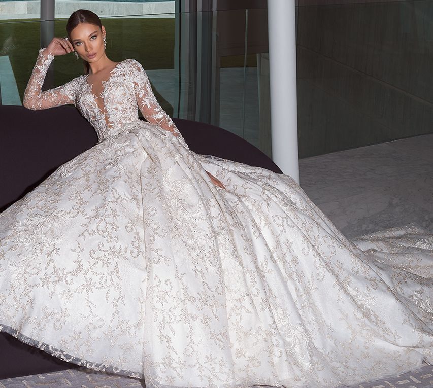 Designer White Gowns Luxury Berry Wedding Dress by Crystal Design
