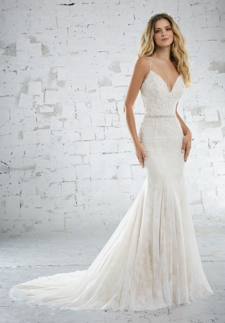 mori lee 6882 kassidy fit and flare destination wedding dress with spaghetti straps 01 287
