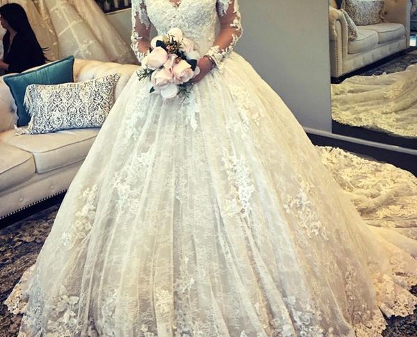 Dhgate Wedding Dresses Reviews Luxury New Luxurious Ball Gown Wedding Dresses 2018 Glamorous Long Sleeves Tulle Appliques Fitted Puffy Bridal Gowns Bc0325 Cheap Wedding Dresses Line