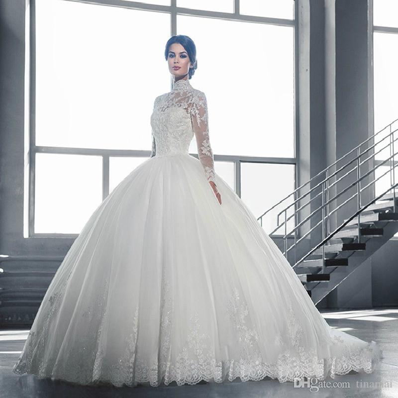 long sleeve lace wedding dresses with diamond