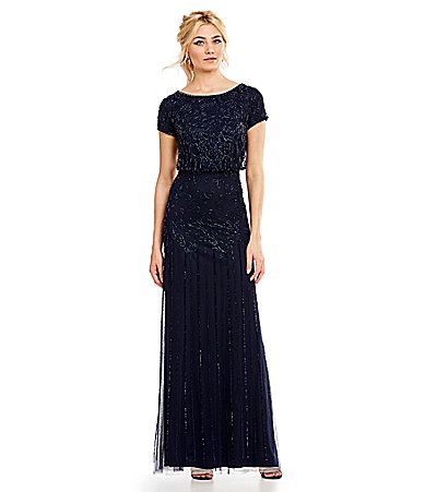 Dillards Dresses for Wedding New $198 Beautiful Skirt Adrianna Papell Beaded Blouson Gown
