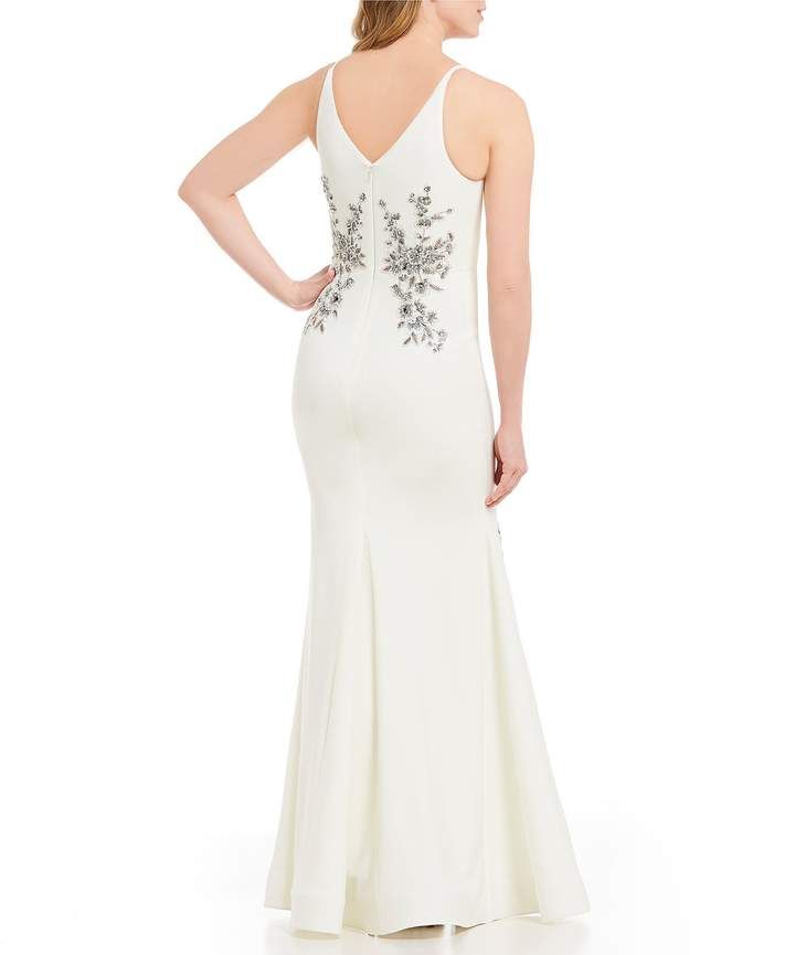 Dillards Dresses Wedding Inspirational Xscape evenings Long Embroidered V Neck Sleeveless Gown