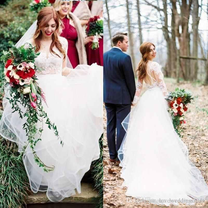 Discount Bridal Inspirational Y Backless A Line Wedding Dresses with Appliqued Floor Length Country Beach Boho Wedding Bridal Gown Custom Made Cheap