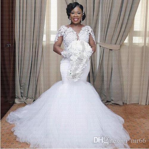 Discount Wedding Dresses Best Of 2019 African Y Lace Mermaid Wedding Dress Long Illusion Sleeve Bridal Gowns Floor Length Lace Applique Beads Vestido De Novia