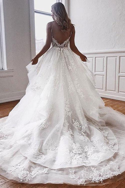 Discount Wedding Dresses Phoenix Luxury Discount 2019 Backless Lace Wedding Dresses Spaghetti A Line Tulle Vintage Bridal Dresses Y Cheap Court Train Wedding Gowns Wedding Dress Shopping