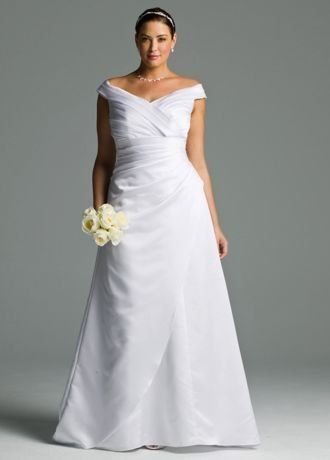 Draping Wedding Dresses Elegant Wedding Dress Plus Size Satin F the Shoulder A Line with