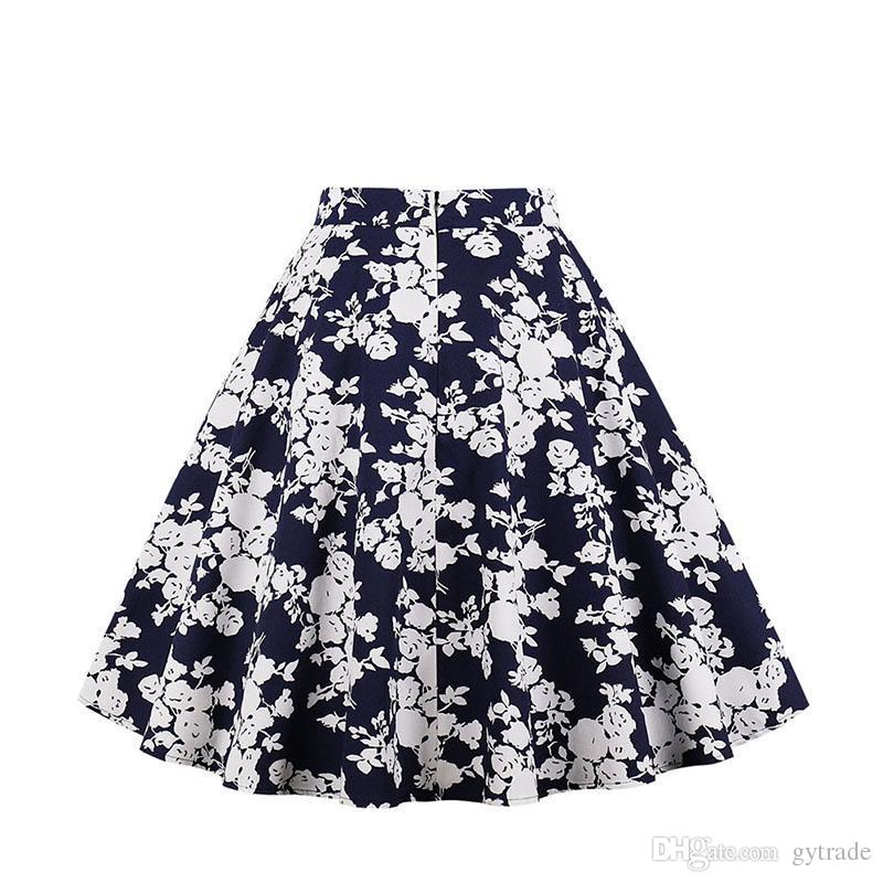 2019 new vintage retro floral print skirts