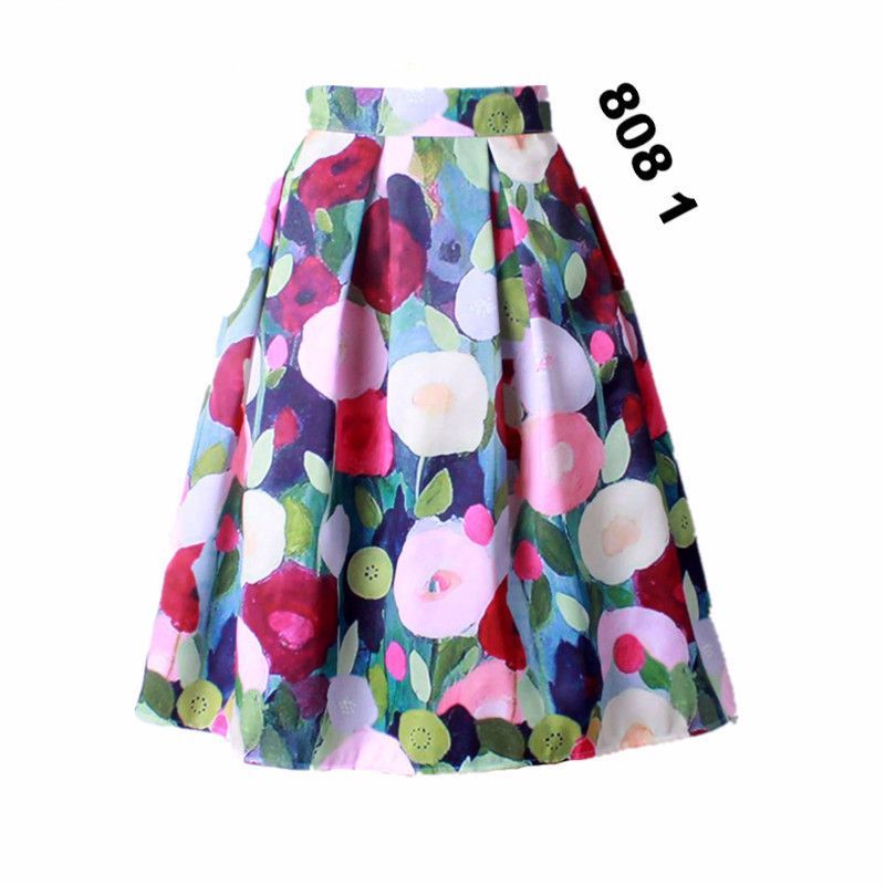 Dress Skirt Types Fresh Summer Women Vintage Retro Satin Floral Pleated Skirts