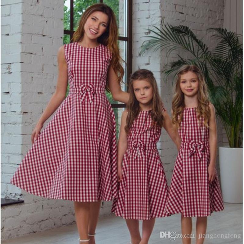 Dress Types Unique Hot Sale Women S Bow Tied Checked Round Collar Parent Child Dress New Style Mom and Me Lattice Suit Dress One Piece Dress